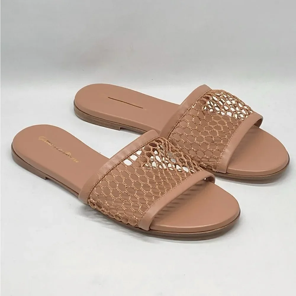 Gianvito Rossi Jamaica Mesh & Leather Slides size 38